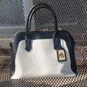 Ralph Lauren black and white leather handbag no shoulder strap